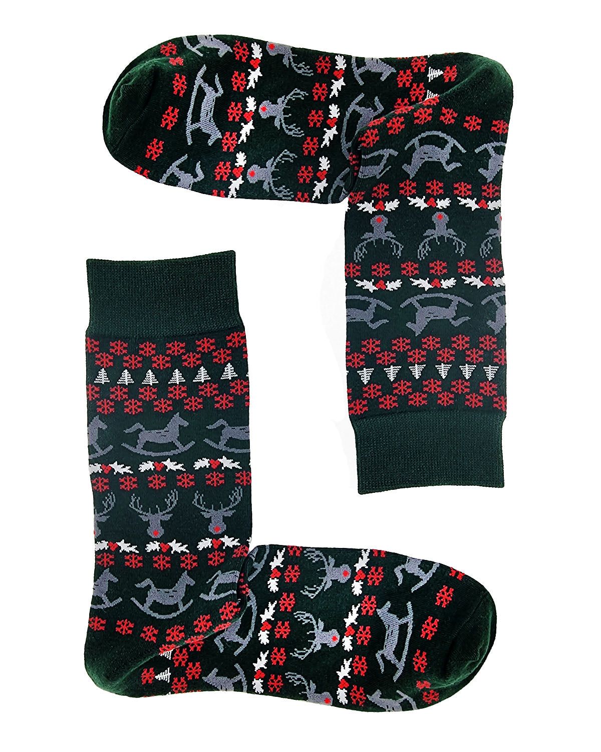 Chaussettes de Noël "Ornements, vert foncé"