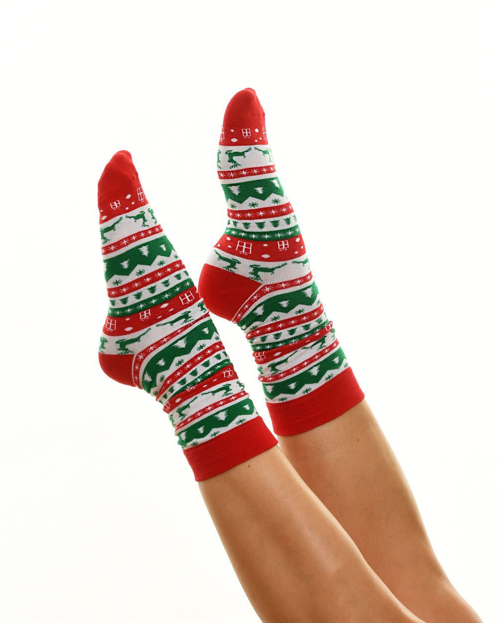 Chaussettes de Noël "Ornements blancs, rouges et verts"