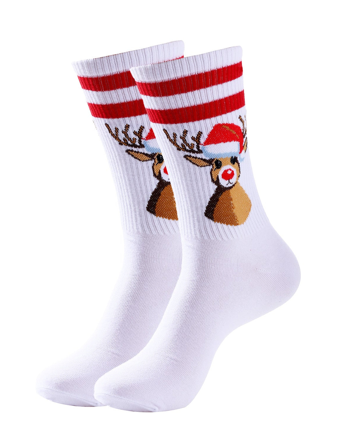 Chaussettes de tennis "Renne de Noël" blanches
