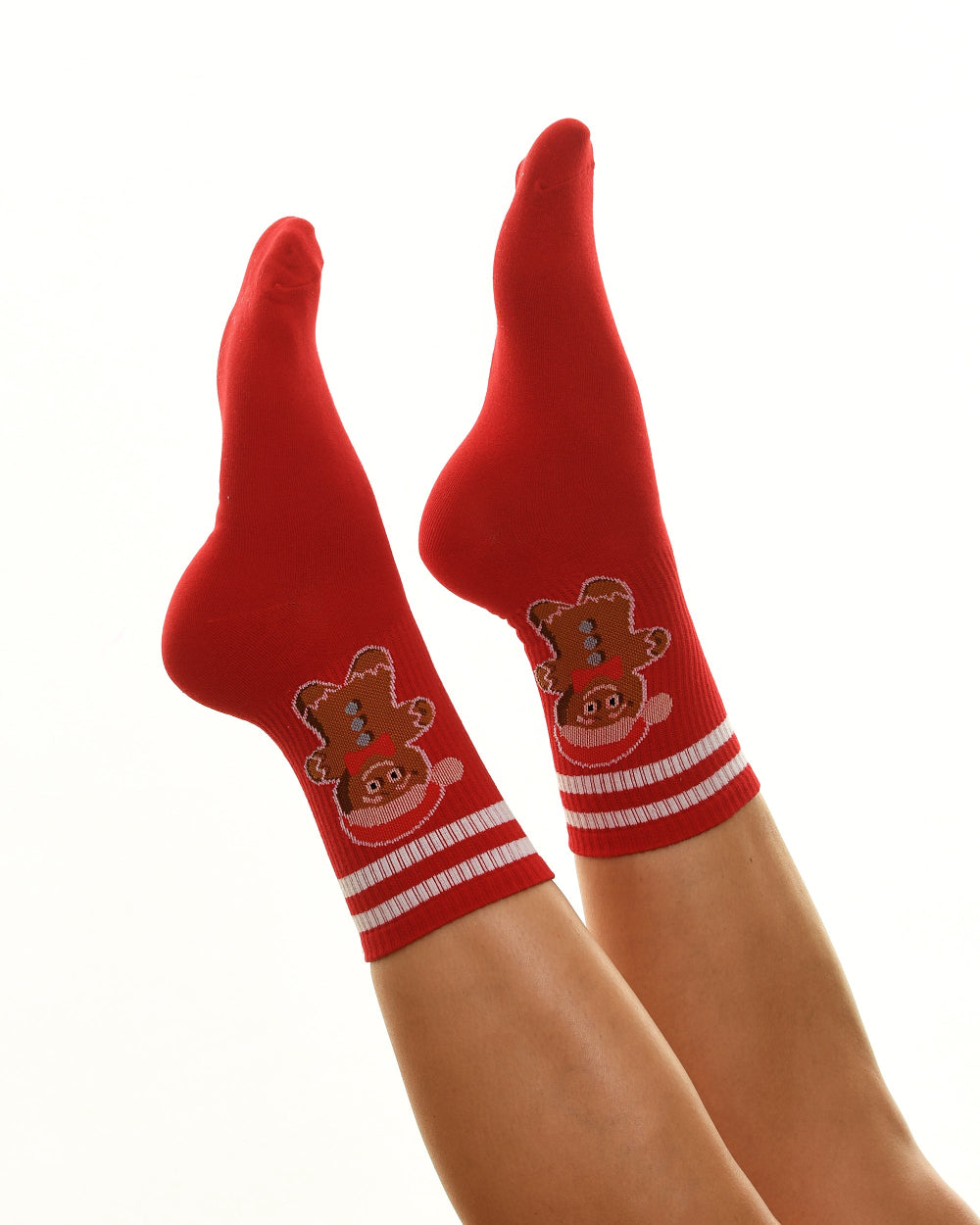 Chaussettes de tennis "Bonhomme en pain d'épices" rouges