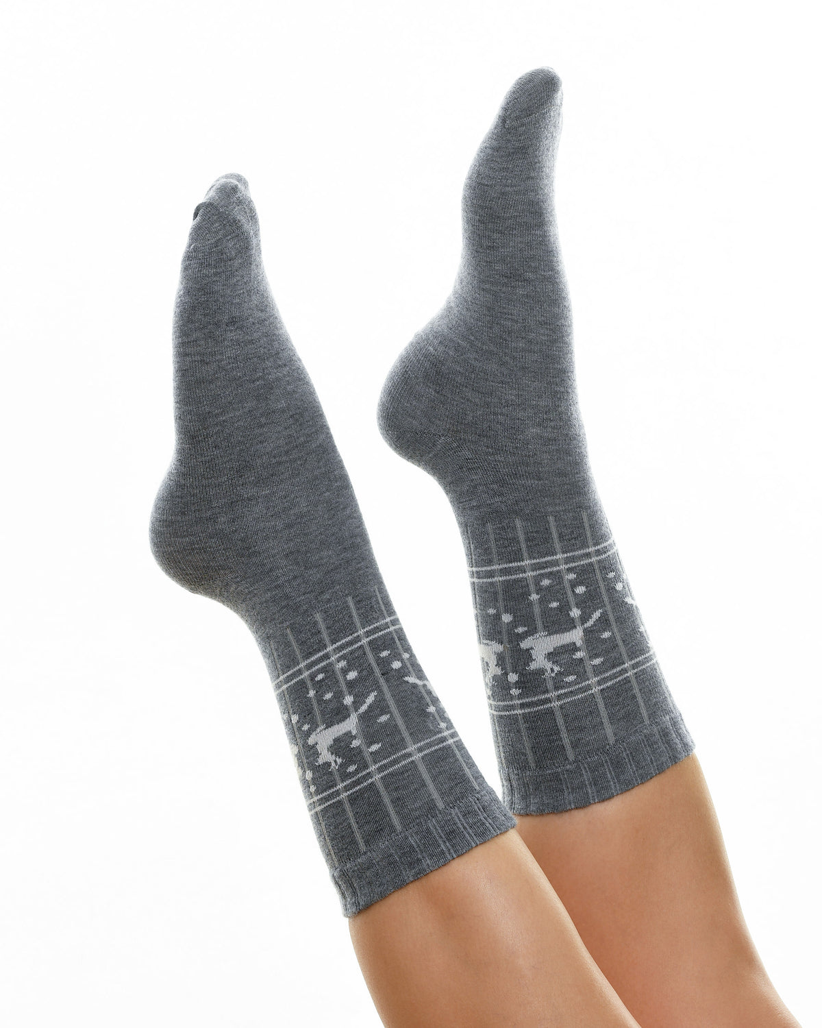 Chaussettes en laine "2 rennes"