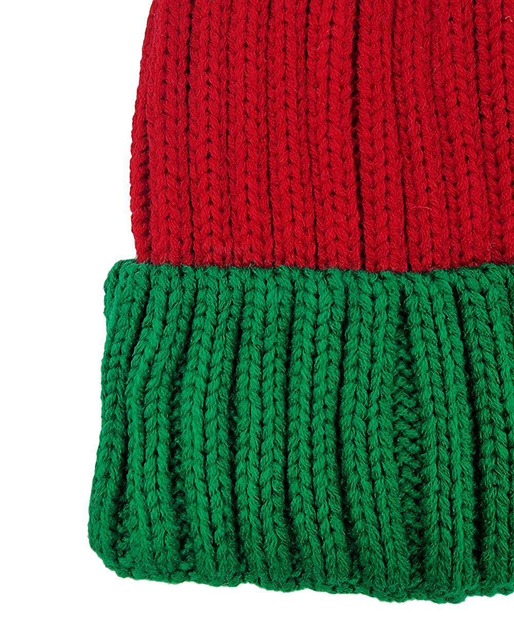 Bonnet de père Noël tricoté, vert / rouge