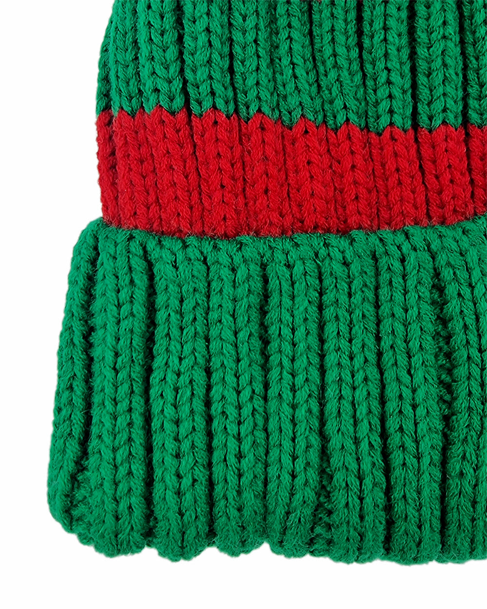 Bonnet de père Noël tricoté à rayures, rouge / vert