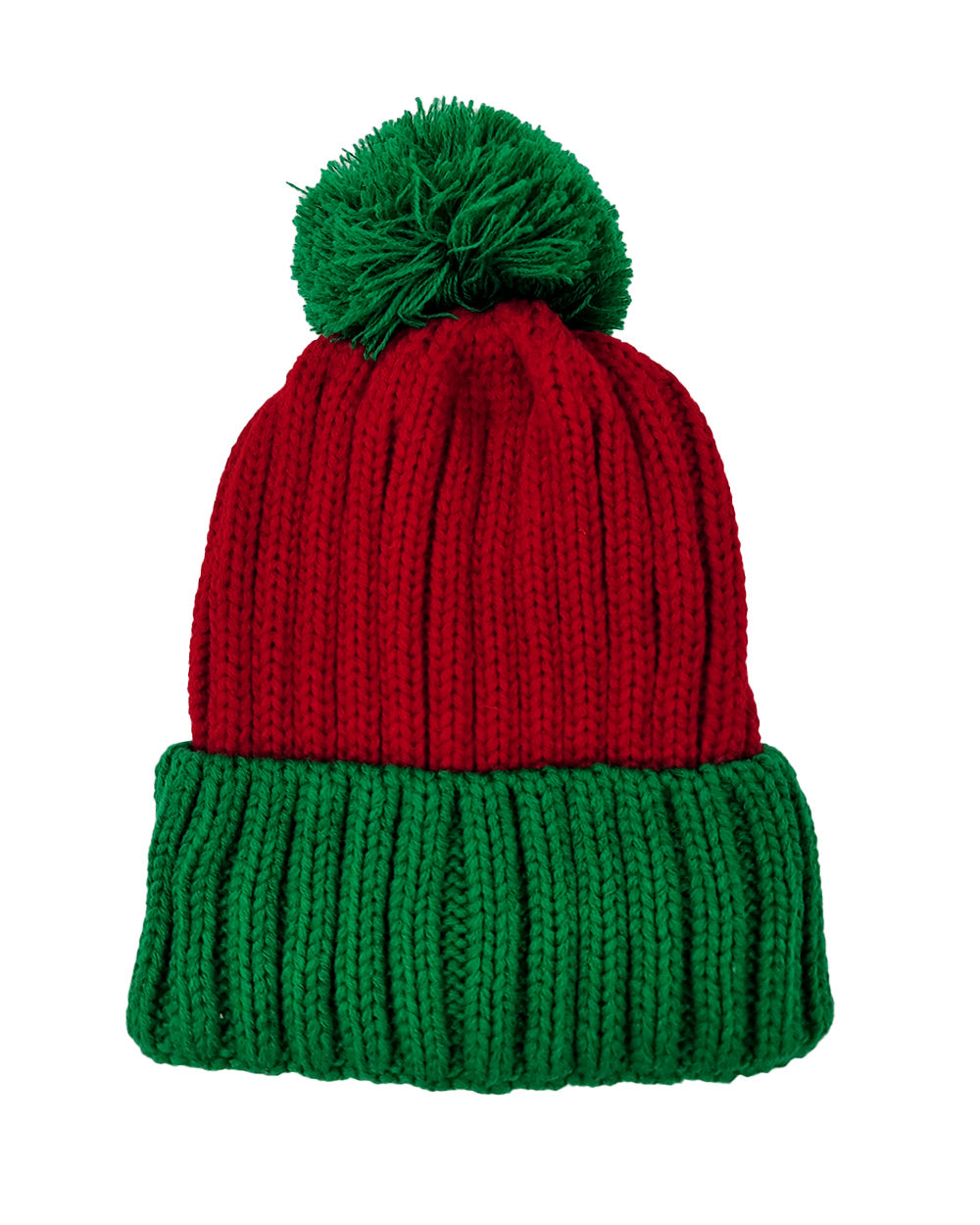 Bonnet de père Noël tricoté, vert / rouge