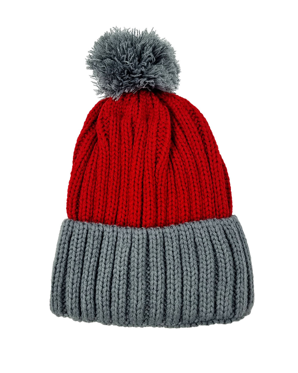 Bonnet de père Noël tricoté, rouge / gris