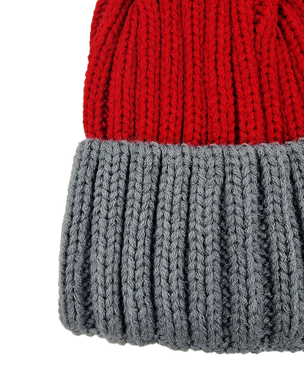 Bonnet de père Noël tricoté, rouge / gris
