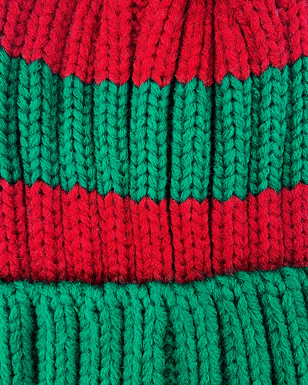 Bonnet de père Noël tricoté à rayures, rouge / vert