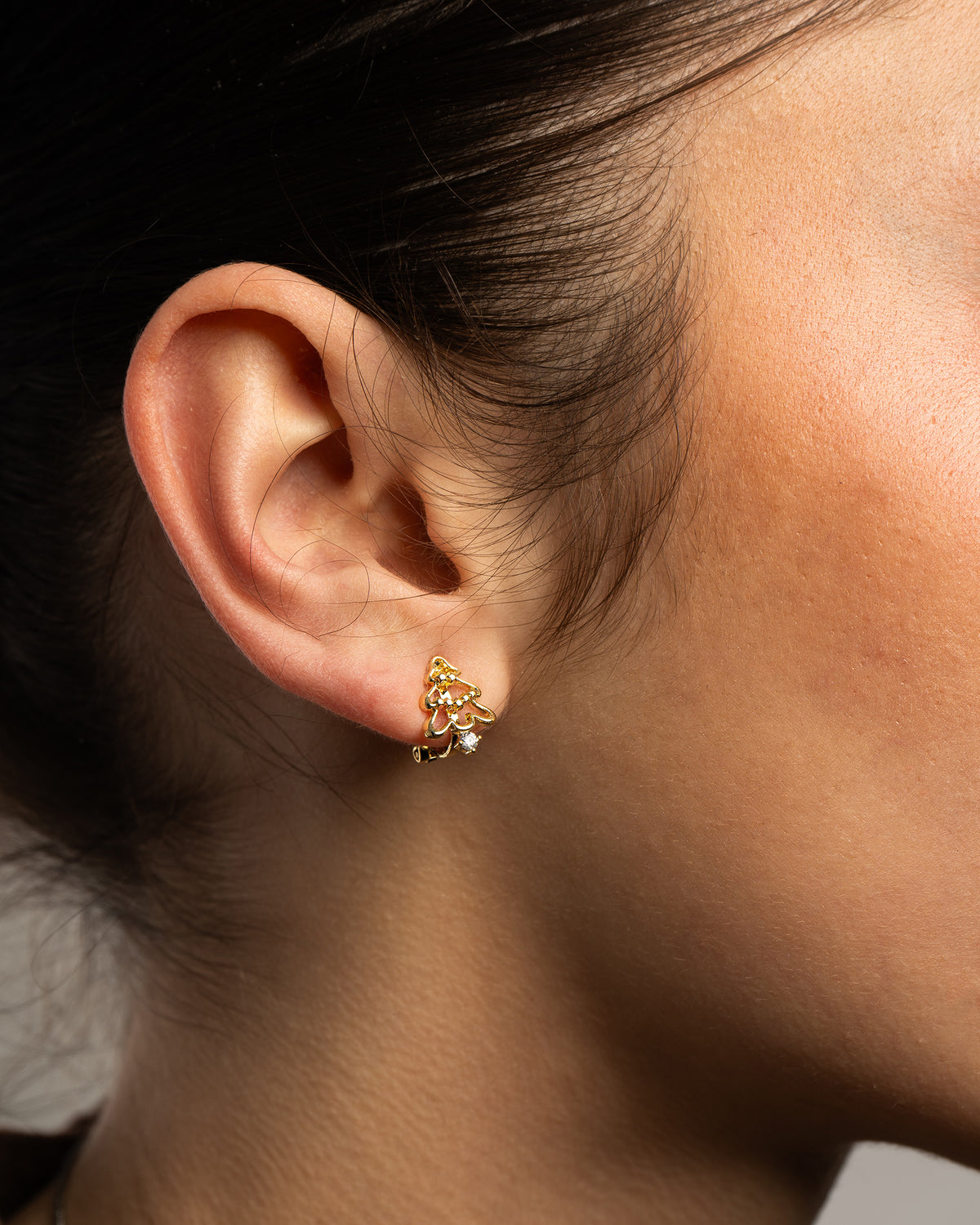 Boucles d'oreilles à clips "sapin de Noël doré"