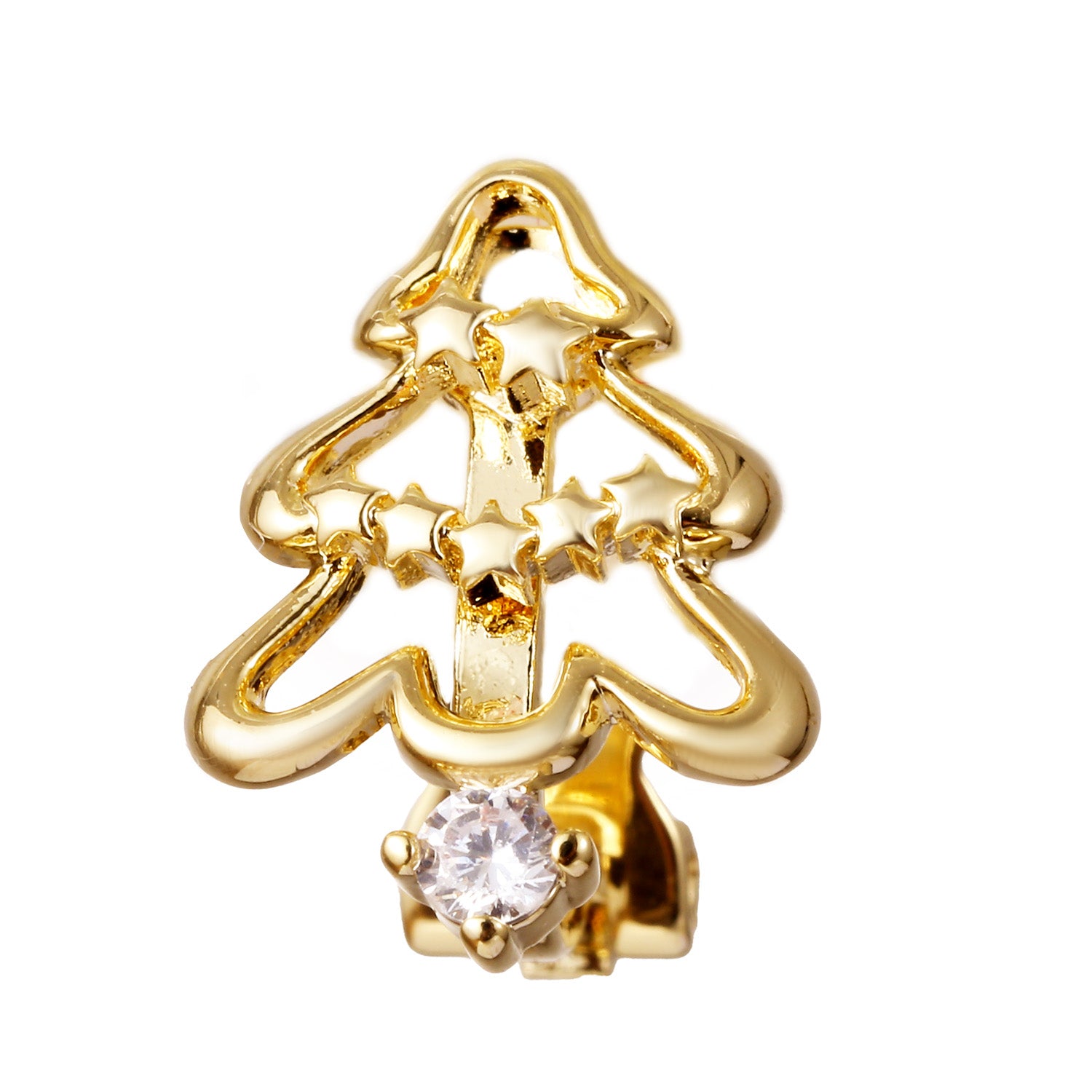 Boucles d'oreilles à clips "sapin de Noël doré"