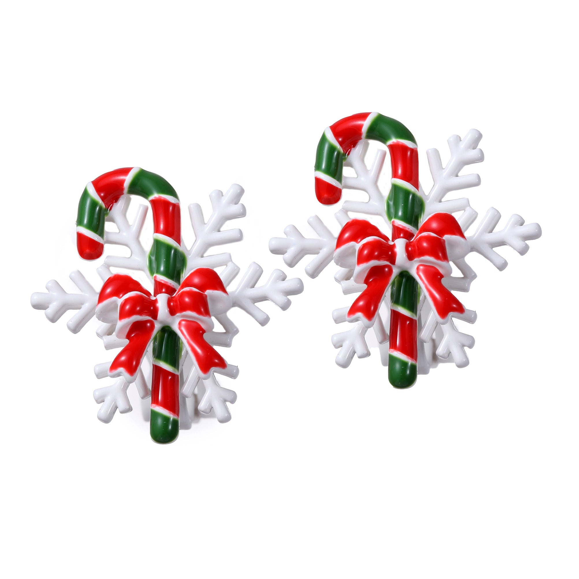 Boucles d'oreilles à clips "Flocon de neige et canne à sucre"