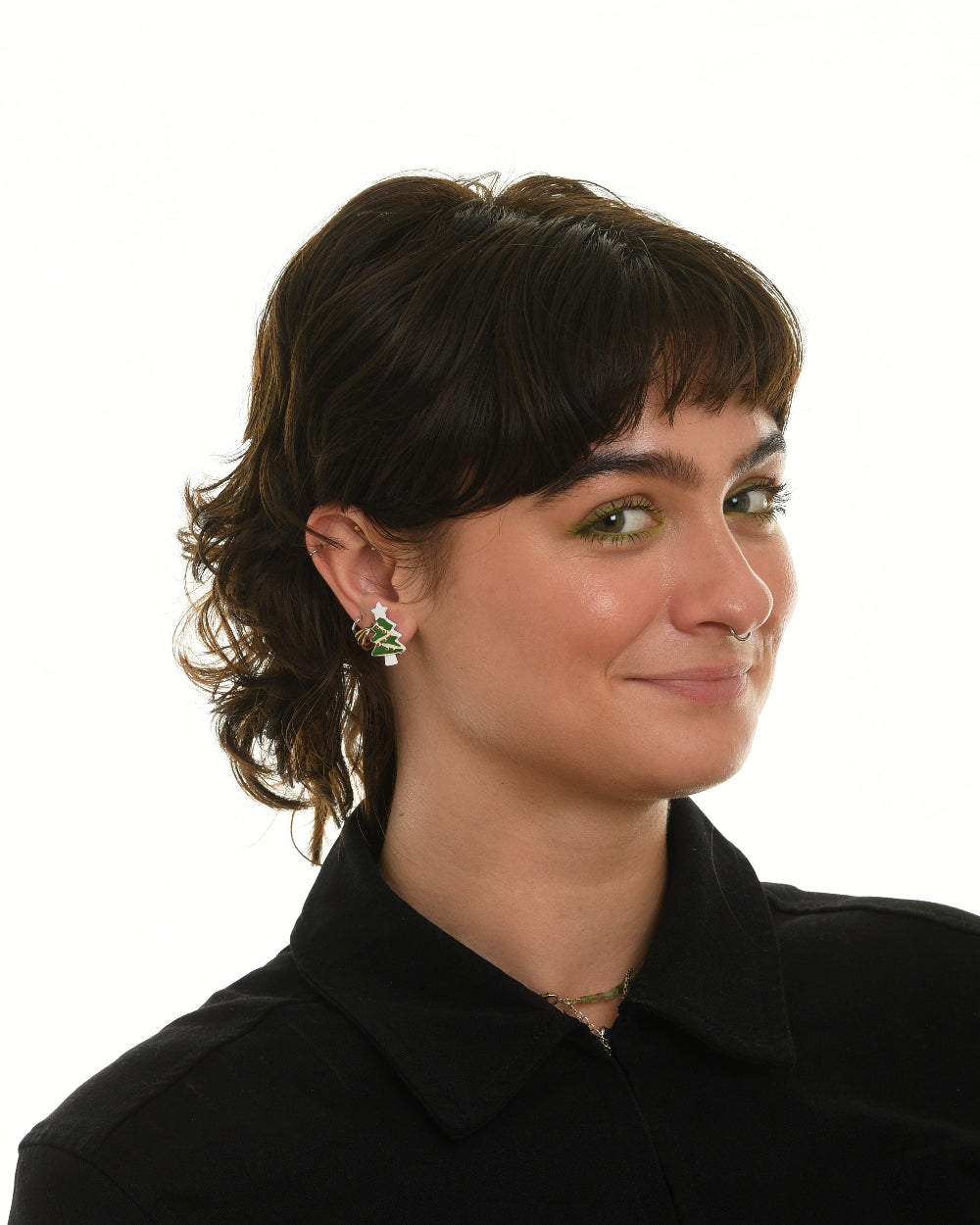 Boucles d'oreilles à clips "Arbre de Noël vert"