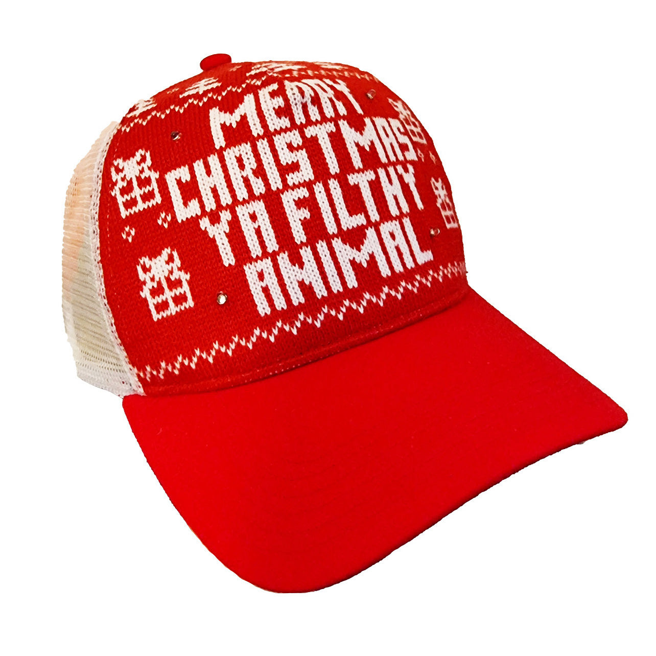 Casquette "Joyeux Noël, sale animal" avec lumières clignotantes