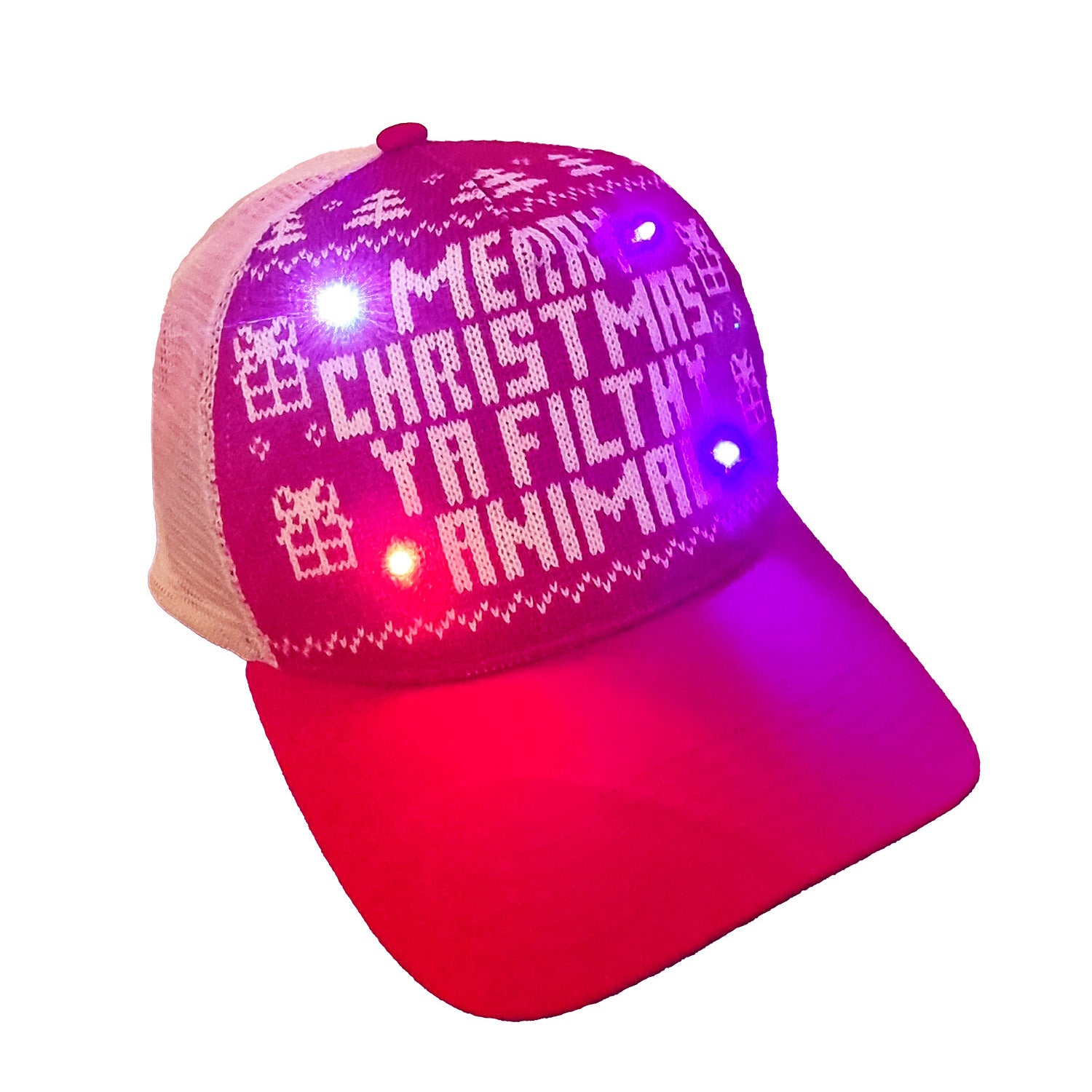 Casquette "Joyeux Noël, sale animal" avec lumières clignotantes