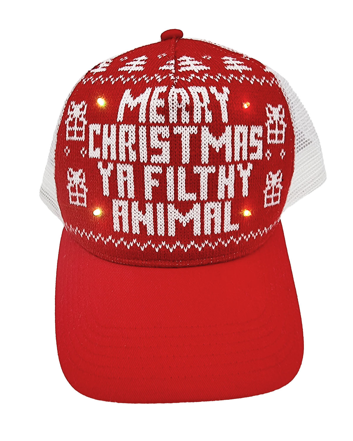 Casquette "Joyeux Noël, sale animal" avec lumières clignotantes