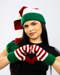 Flat knitted Santa hat, white/red/green