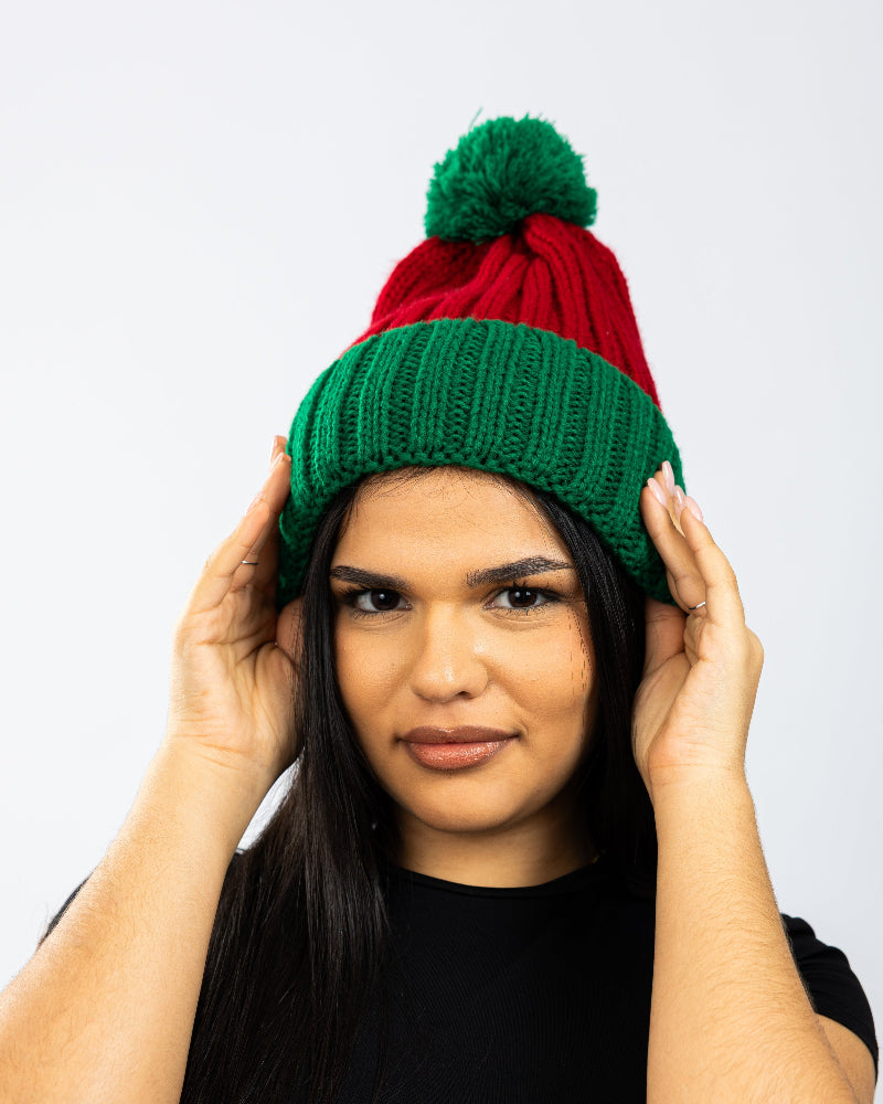 Knitted Santa Hat, Green/Red