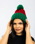 Bonnet de père Noël tricoté, vert / rouge