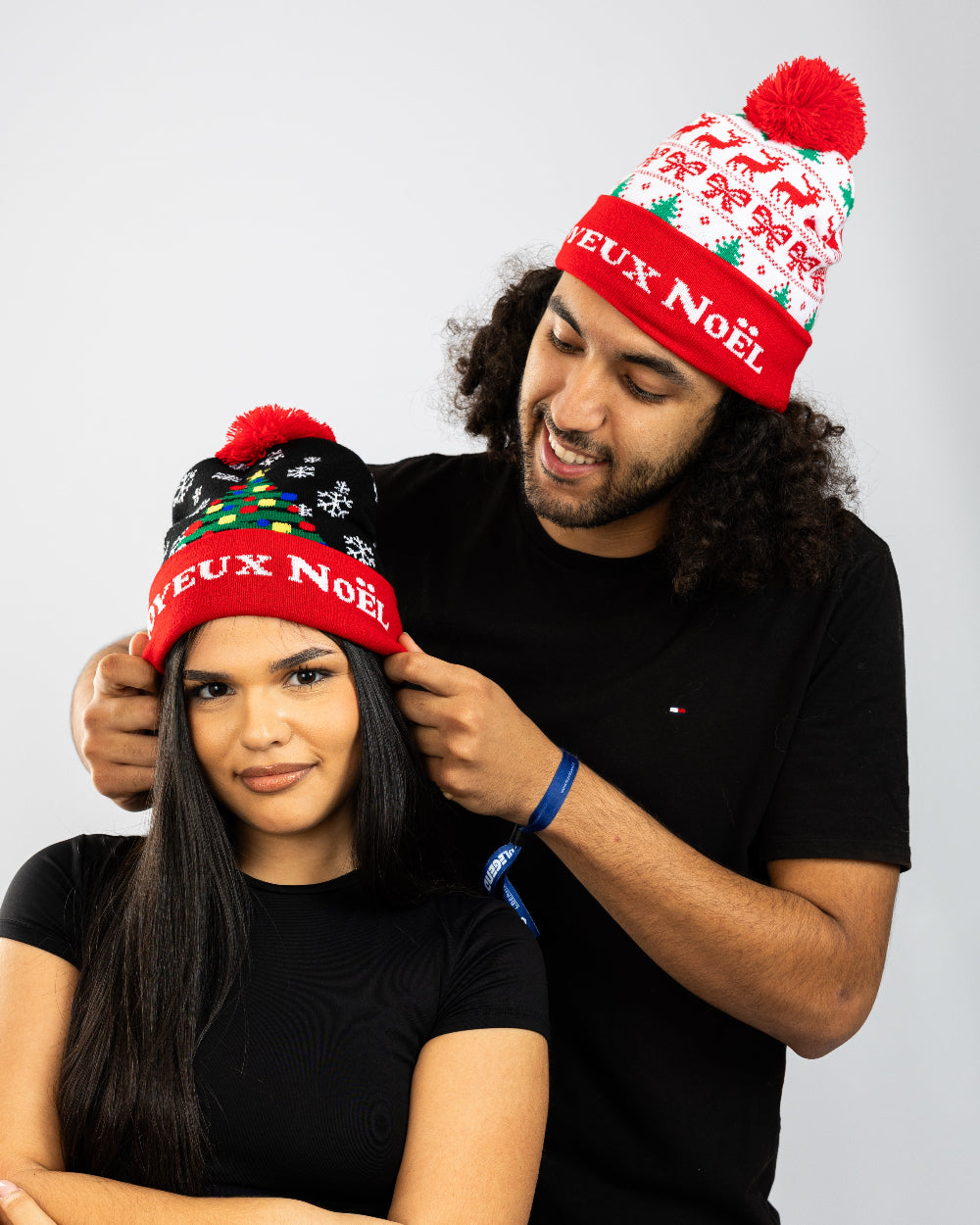 Bonnet de Noël "Joyeux Noël" noir