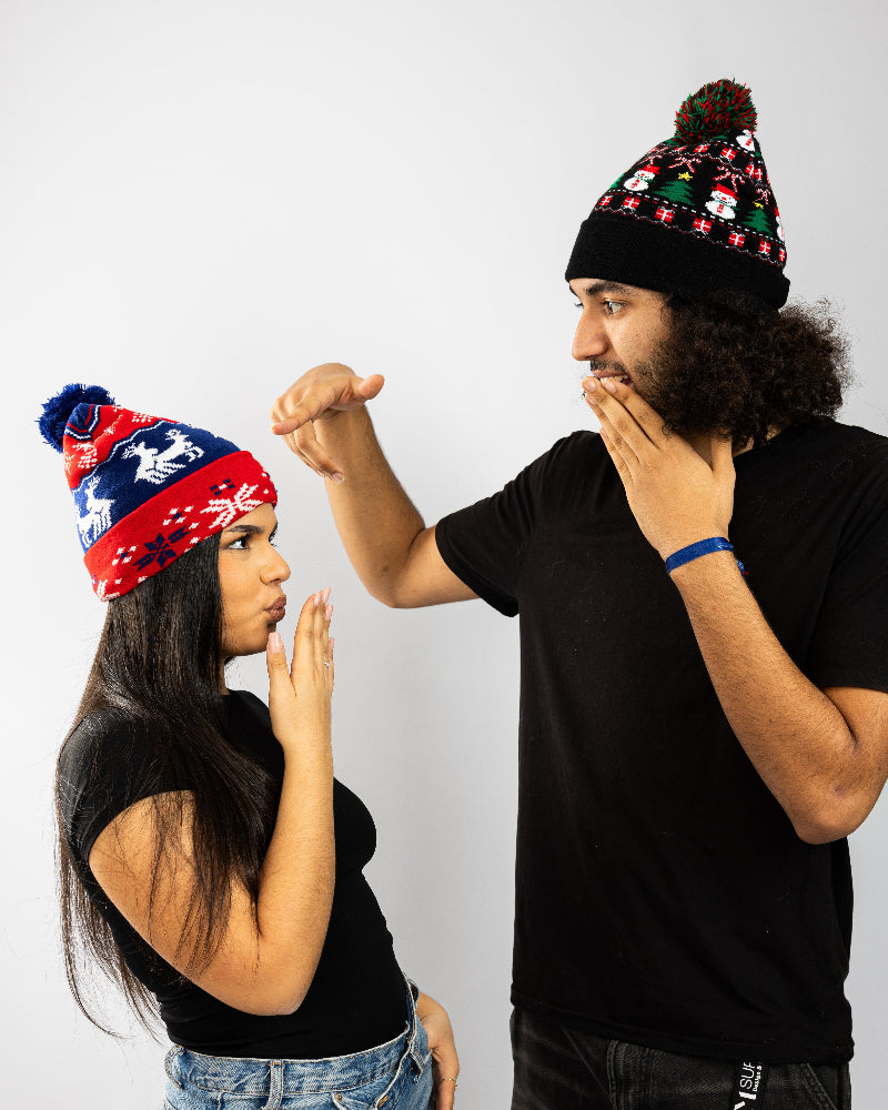 Flashing Christmas Beanie "The making of Rudolph"