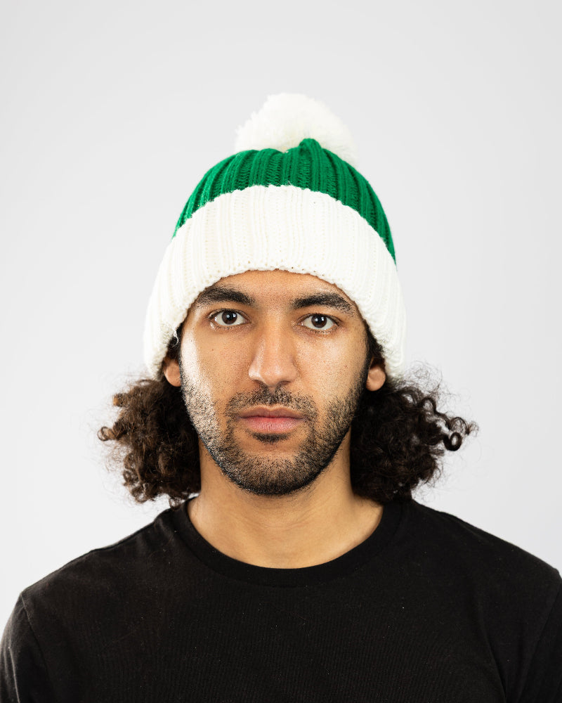 Knitted Santa Hat, Green/White
