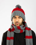 Knitted Santa Hat, Red/Grey