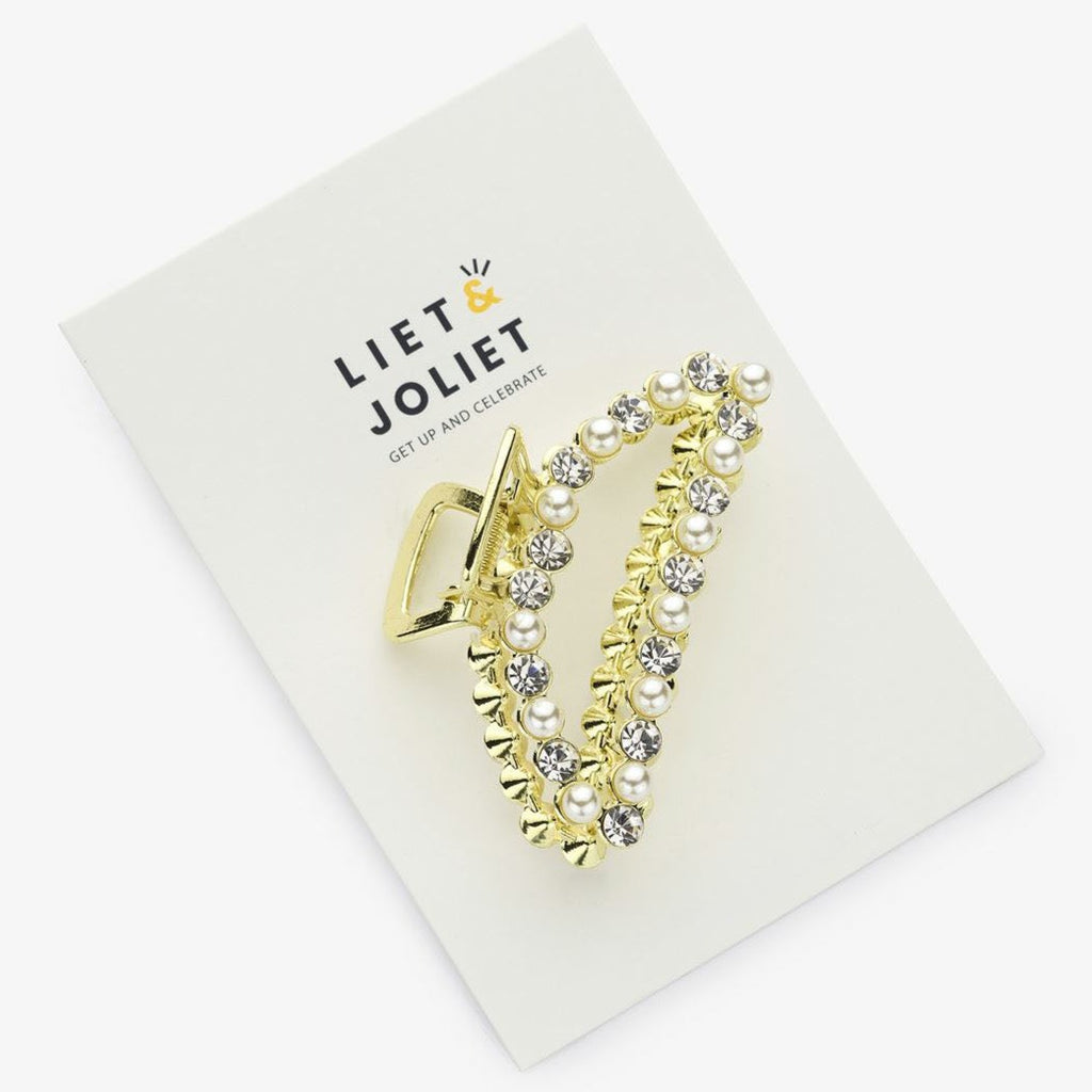 Pince à cheveux "Caro", avec perles et pierres artificielles