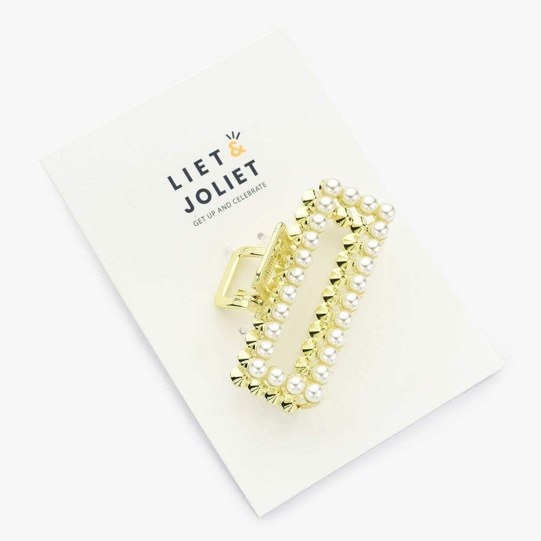 "Gracie" hair clip, with artificial pearls