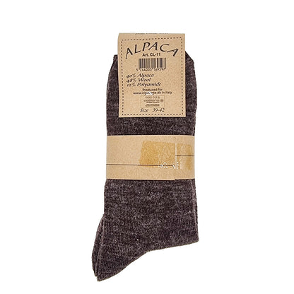 Striped alpaca wool socks, 2 pairs (brown/beige)
