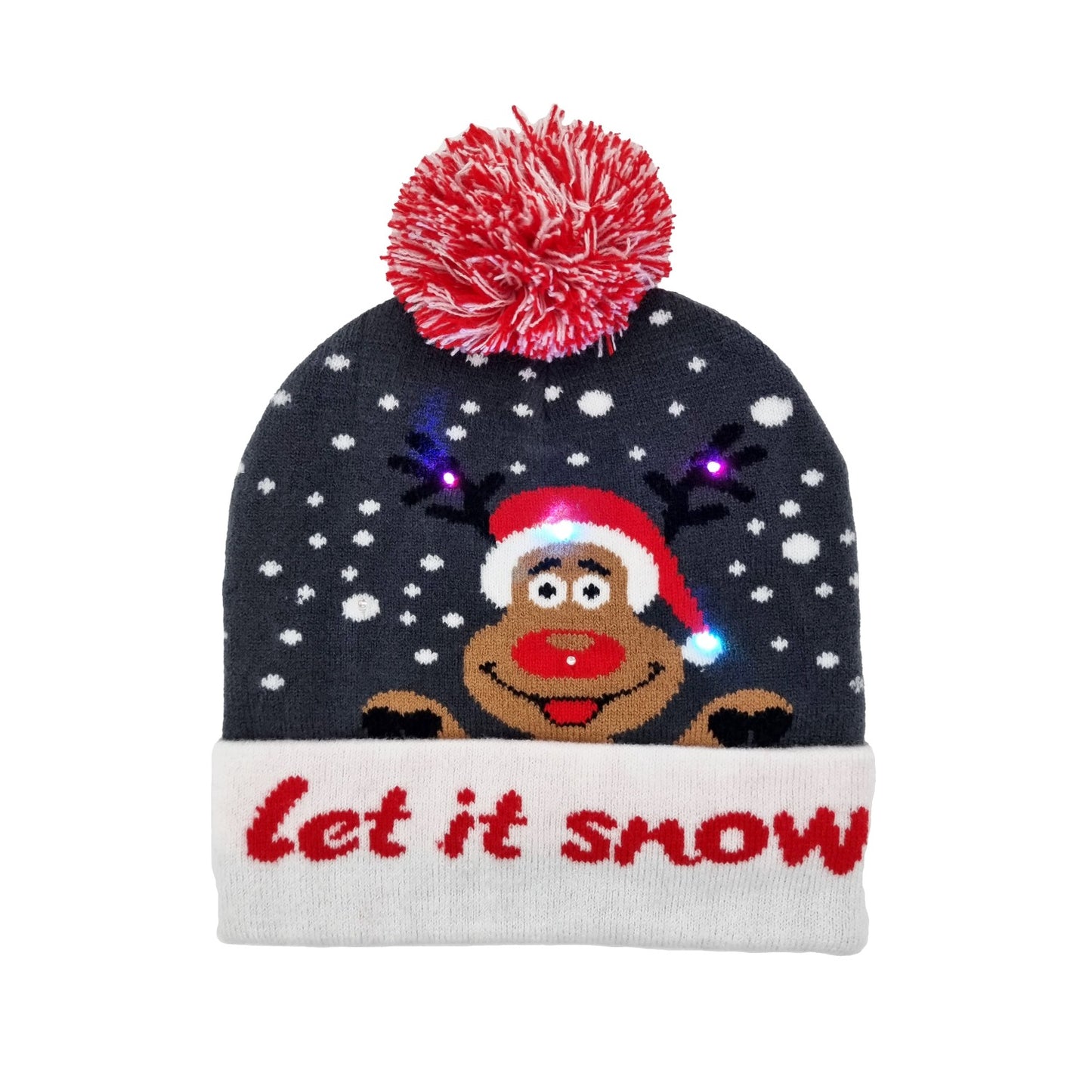 Bonnet de Noël clignotant "Let it Snow"