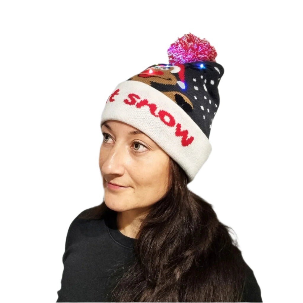 Bonnet de Noël clignotant "Let it Snow"