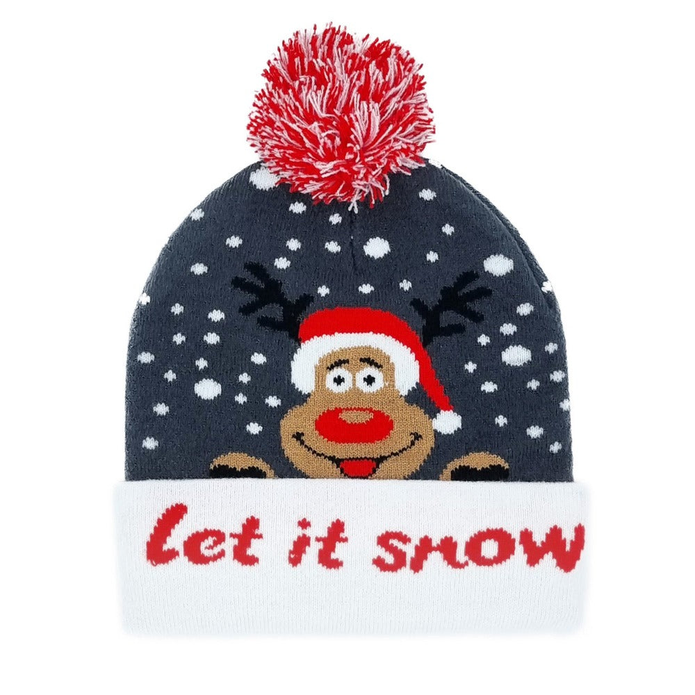 Bonnet de Noël clignotant "Let it Snow"