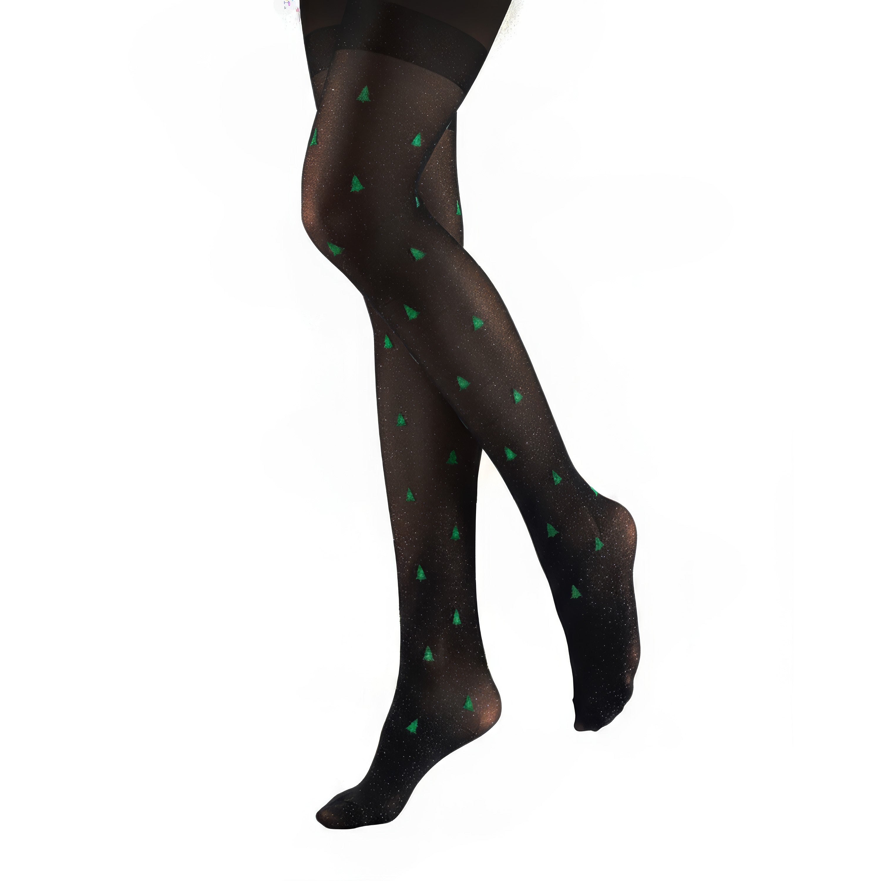 Collants noirs avec arbres de Noël