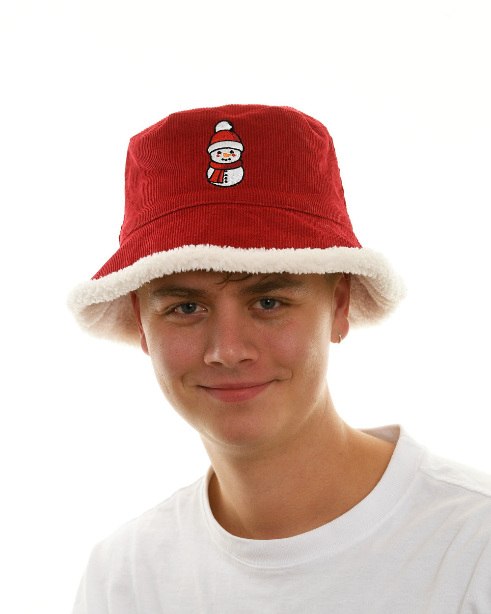 Chapeau bob "Bonhomme de neige" réversible