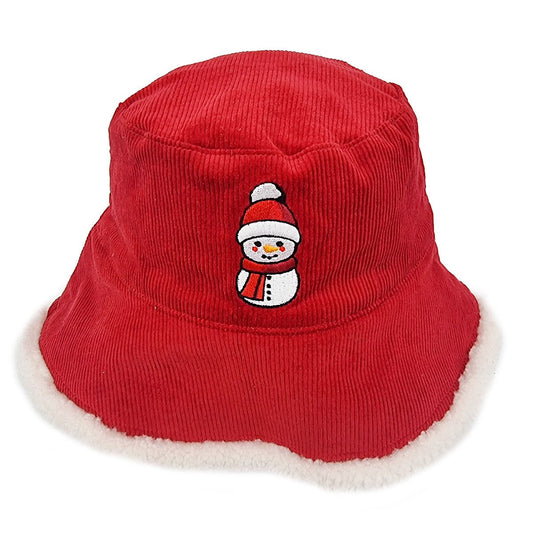 Chapeau bob "Bonhomme de neige" réversible