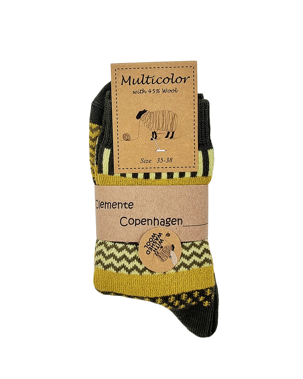 Green wool socks, pack of 2 pairs