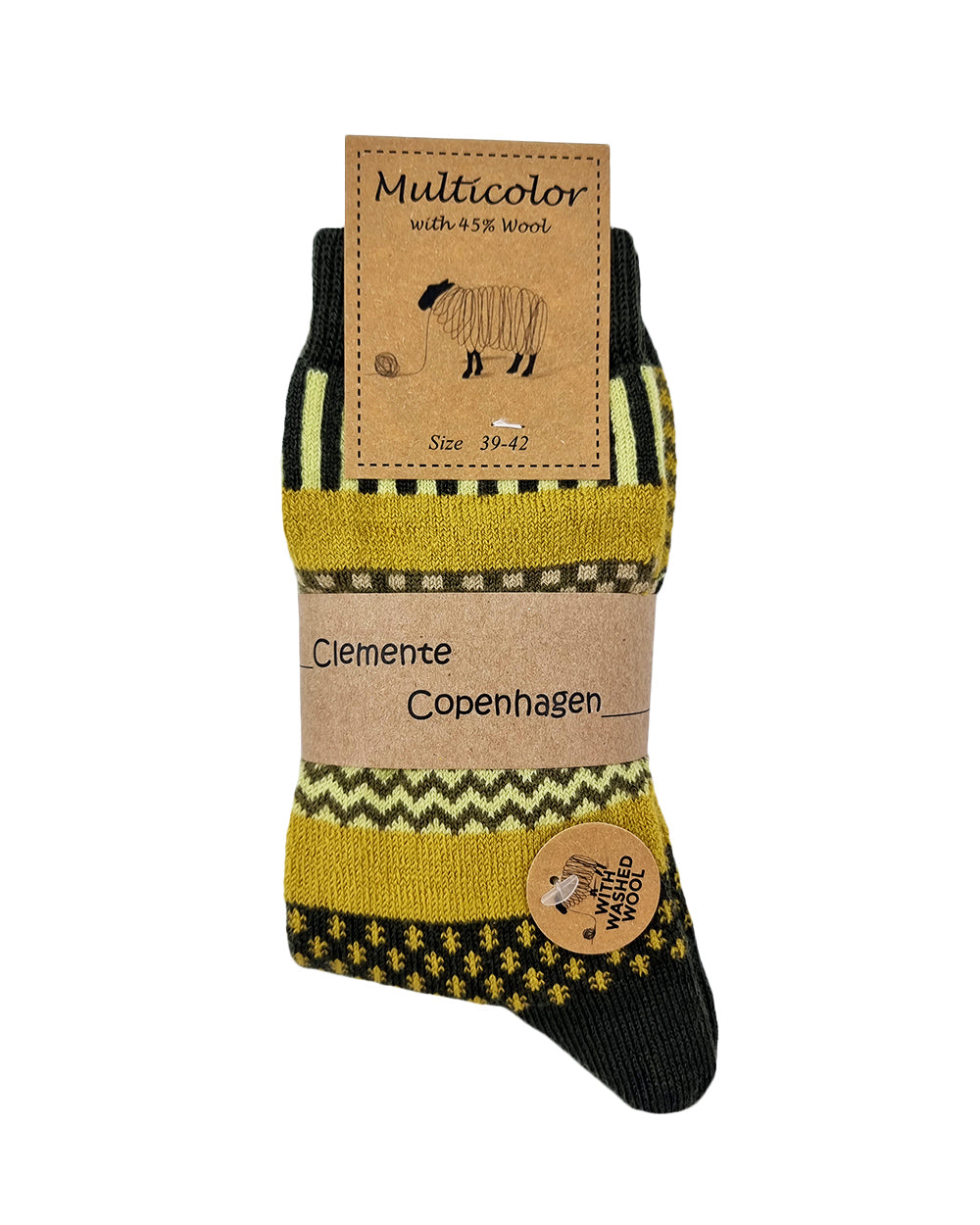 Green wool socks, pack of 2 pairs