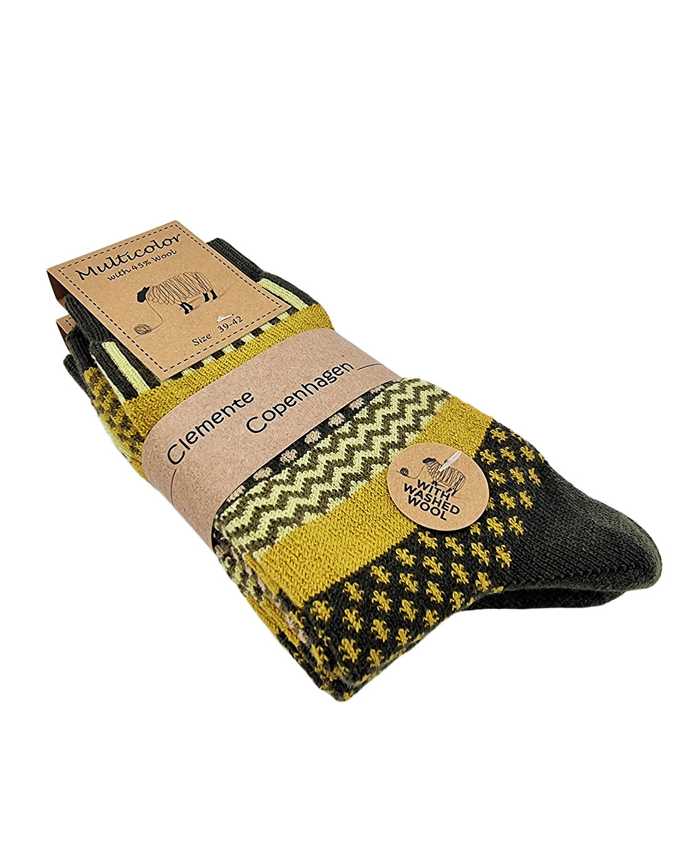 Green wool socks, pack of 2 pairs