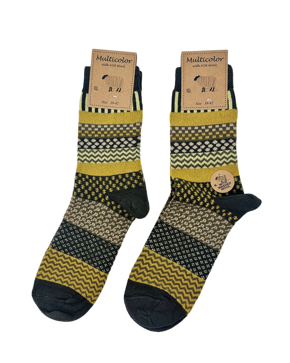 Green wool socks, pack of 2 pairs