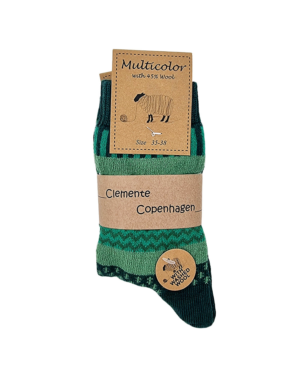 Emerald green wool socks, pack of 2 pairs