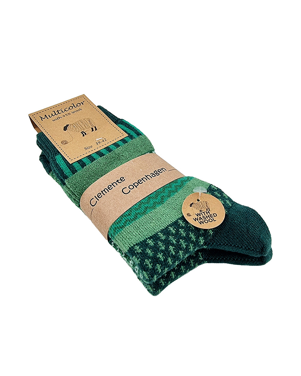 Emerald green wool socks, pack of 2 pairs