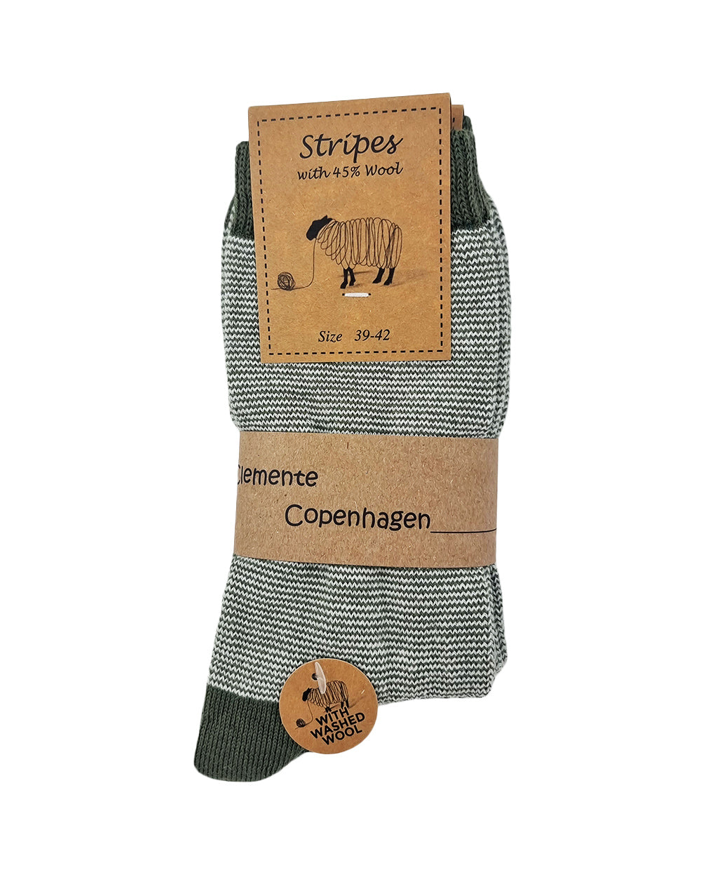 Chaussettes en Laine à rayures vertes, lot de 2 paires