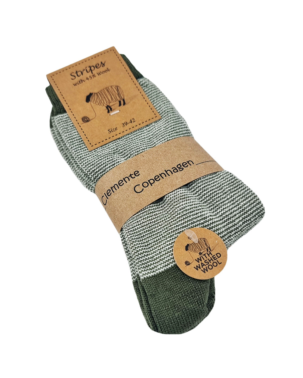 Chaussettes en Laine à rayures vertes, lot de 2 paires