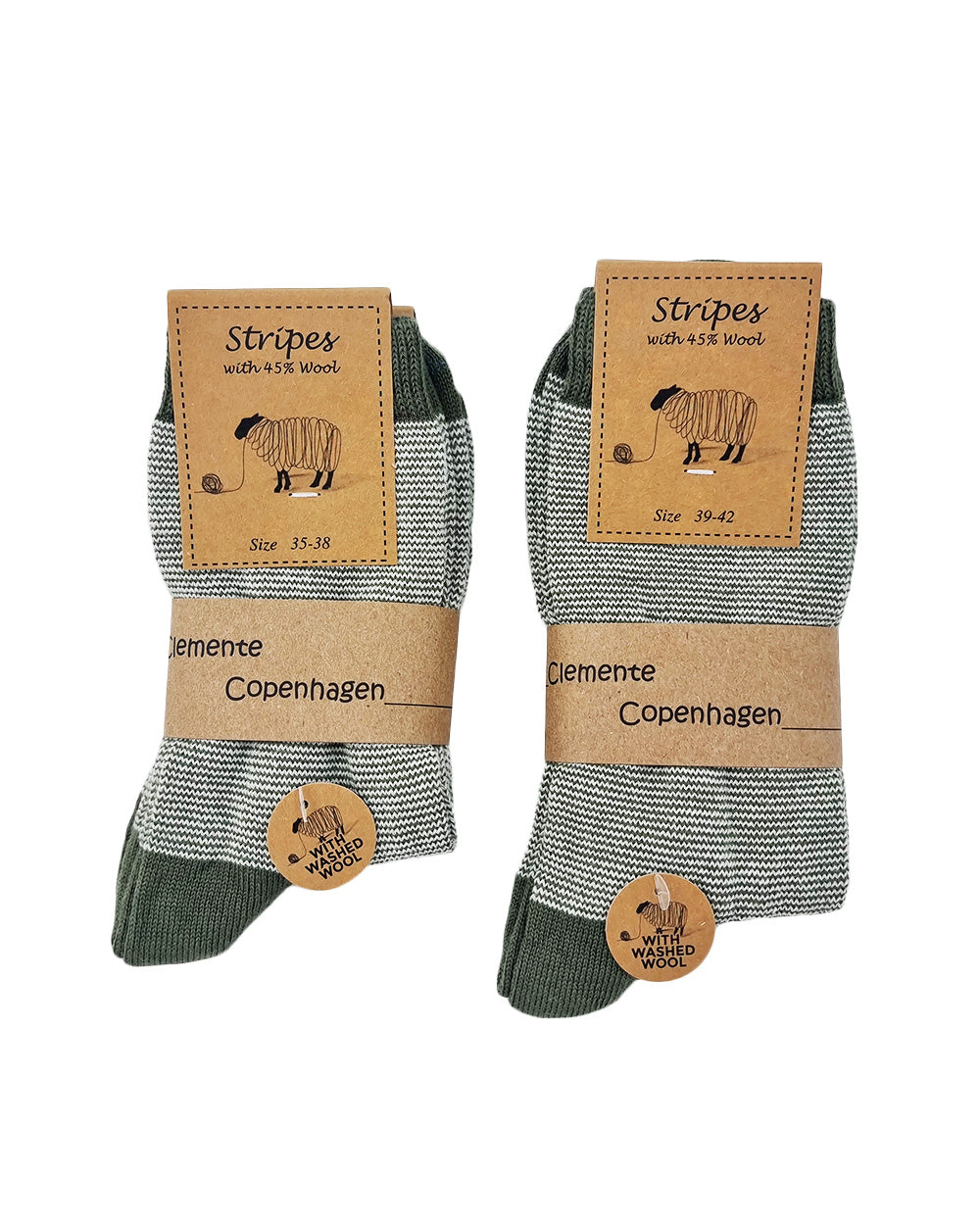Chaussettes en Laine à rayures vertes, lot de 2 paires