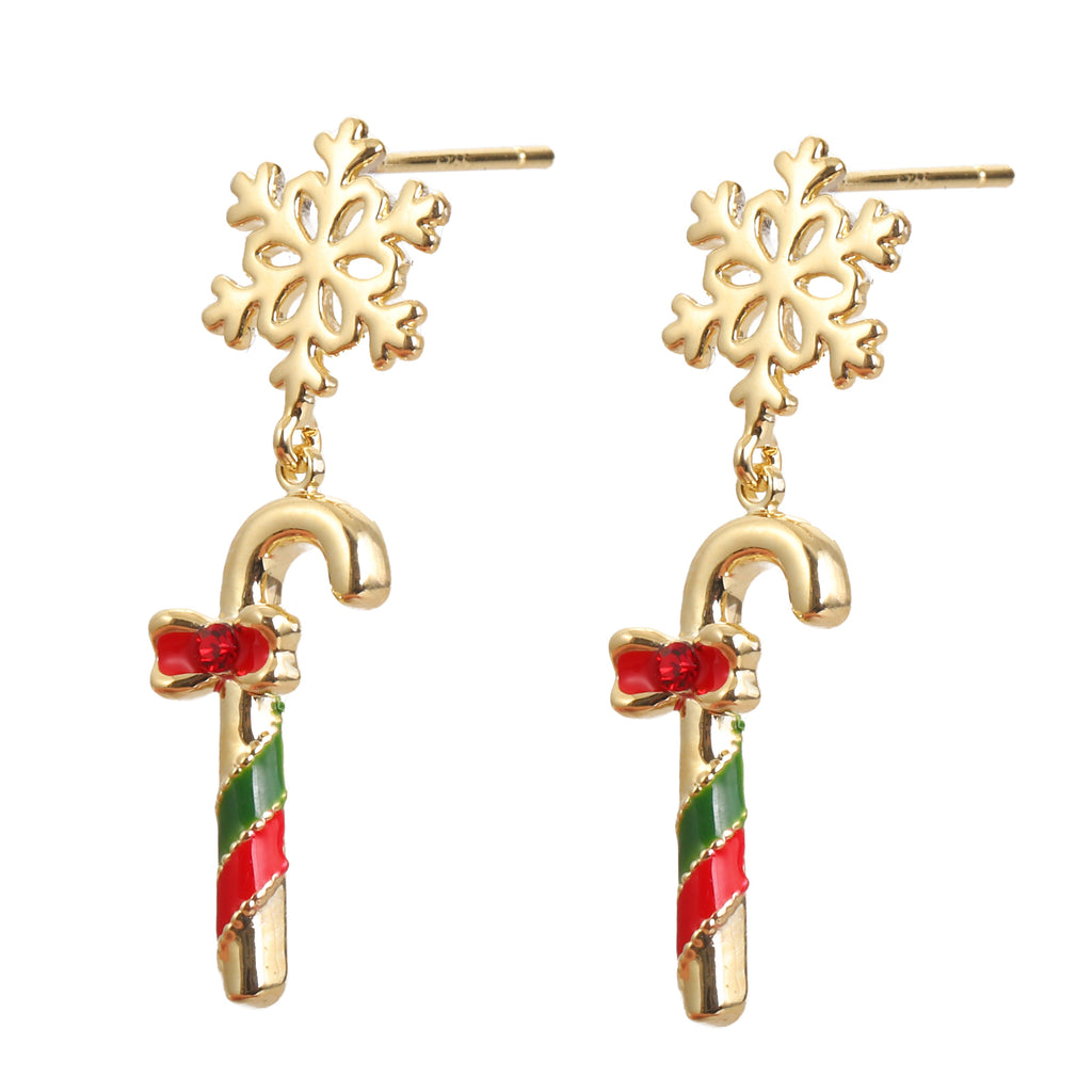 Boucles d'oreilles de Noël "Canne à sucre et flocon de neige"