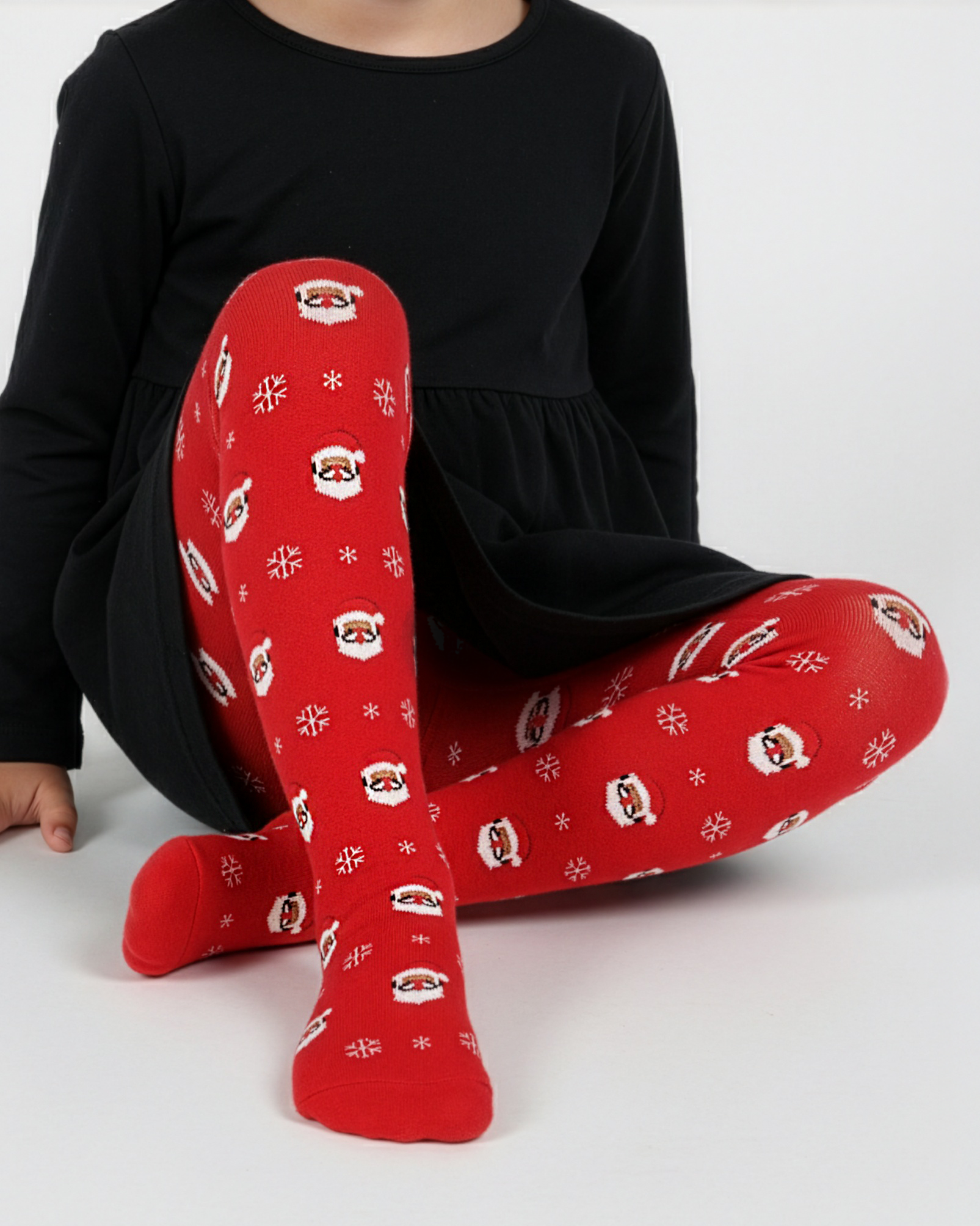 Children's tights with Santa Claus, red