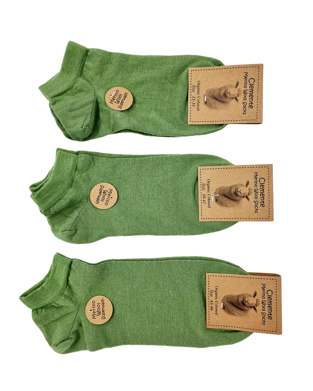 Chaussettes courtes en laine mérinos, vertes