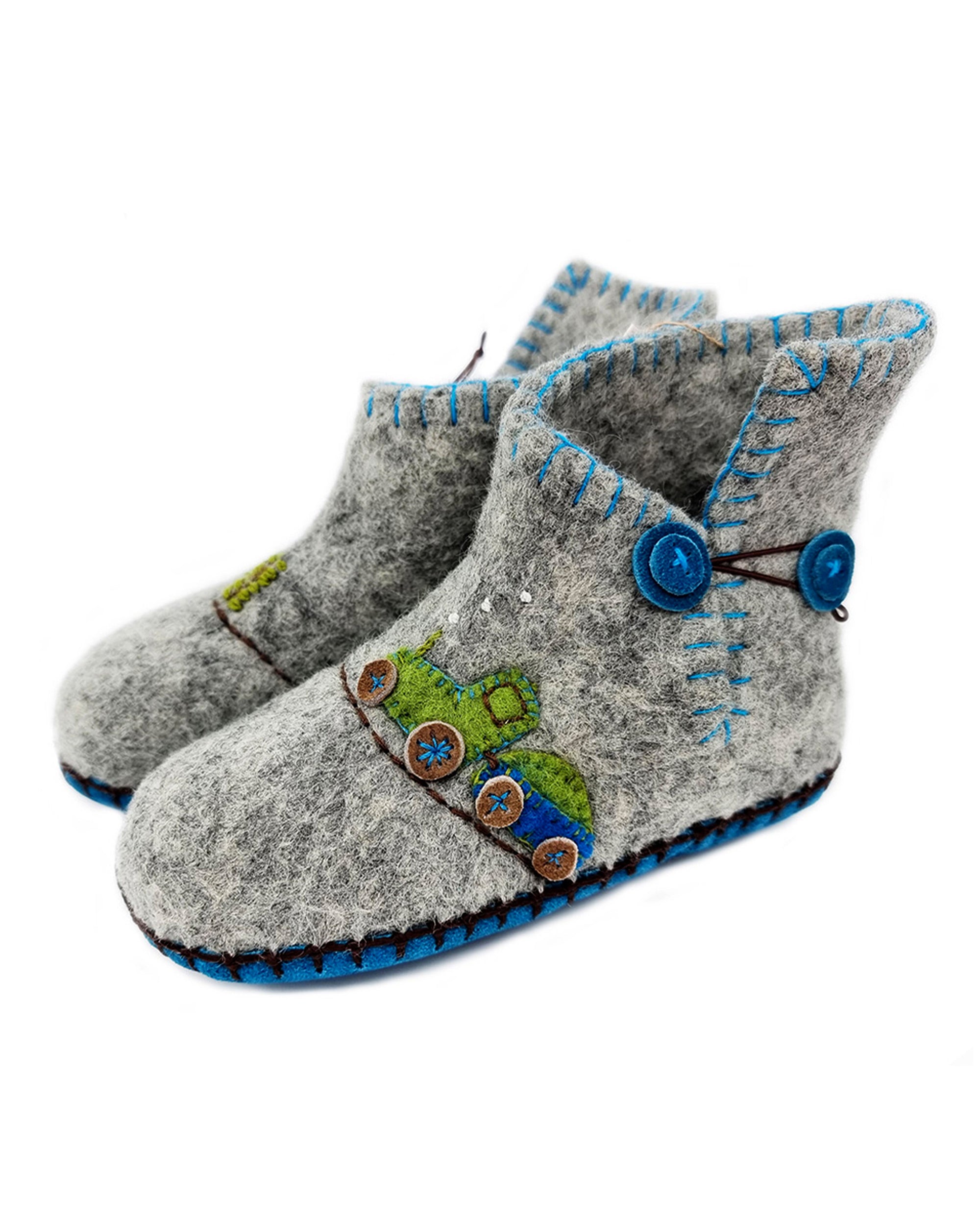 Chaussons en Feutre pour Enfants faits à la main (gris)