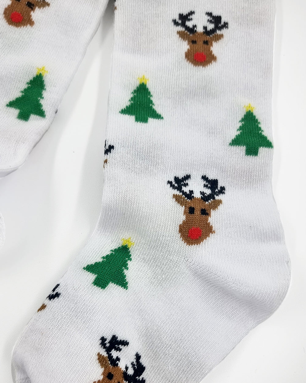 Collants pour enfants avec Rudolph, blancs