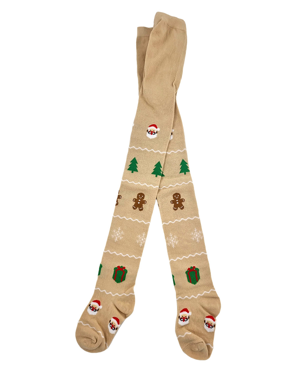 Collants pour enfants avec Père Noël, beiges
