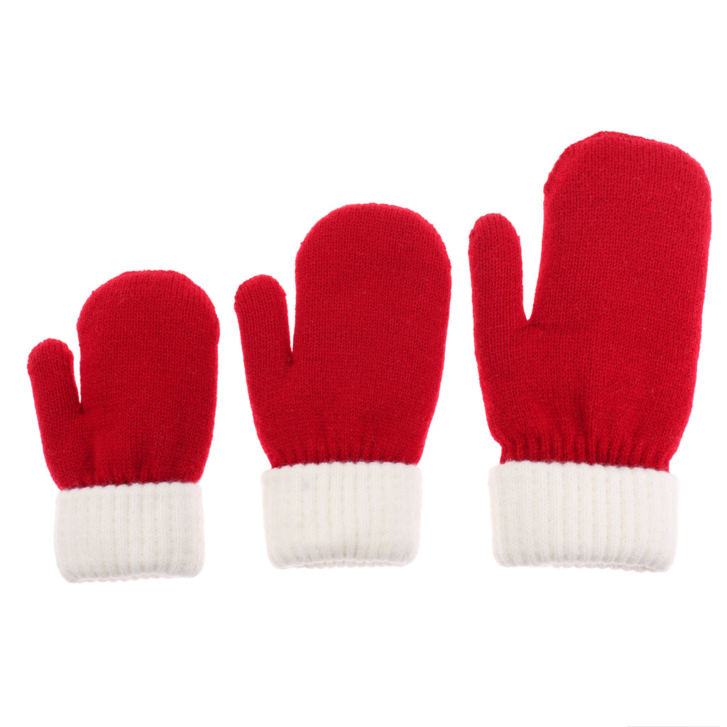 Knitted mittens with soft lining "Santa"